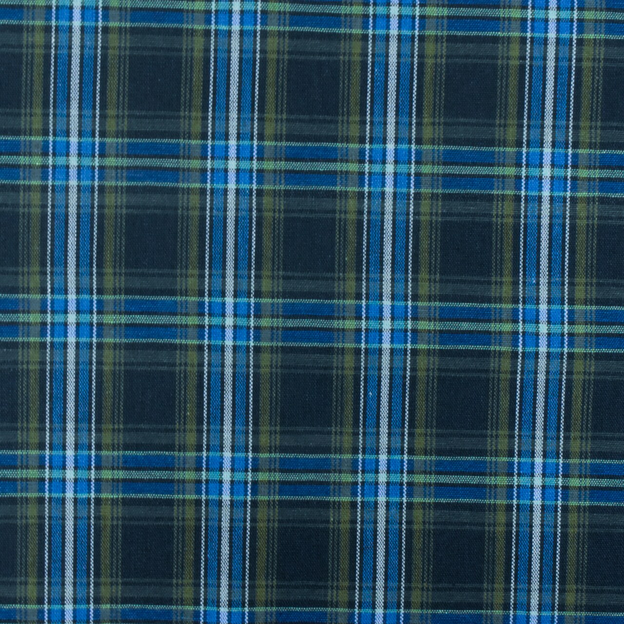 School Blue-Green-Multi Plaid Poly Cotton Madras Woven Fabric By the Yard